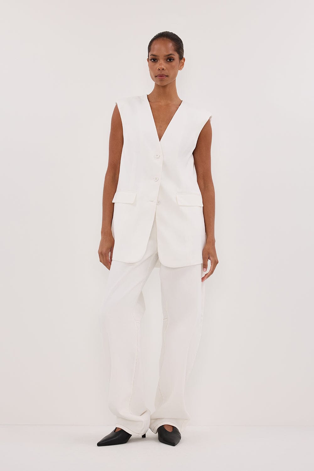 OLIVER WHITE OVERSIZED VEST Clothing DISSH Boutiques 