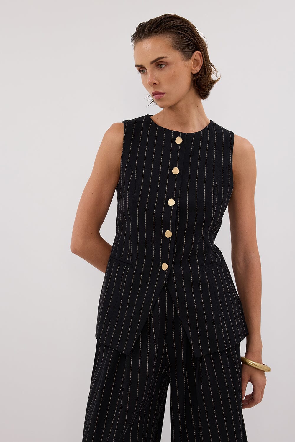 BOSTON STRIPE VEST Clothing DISSH Boutiques 