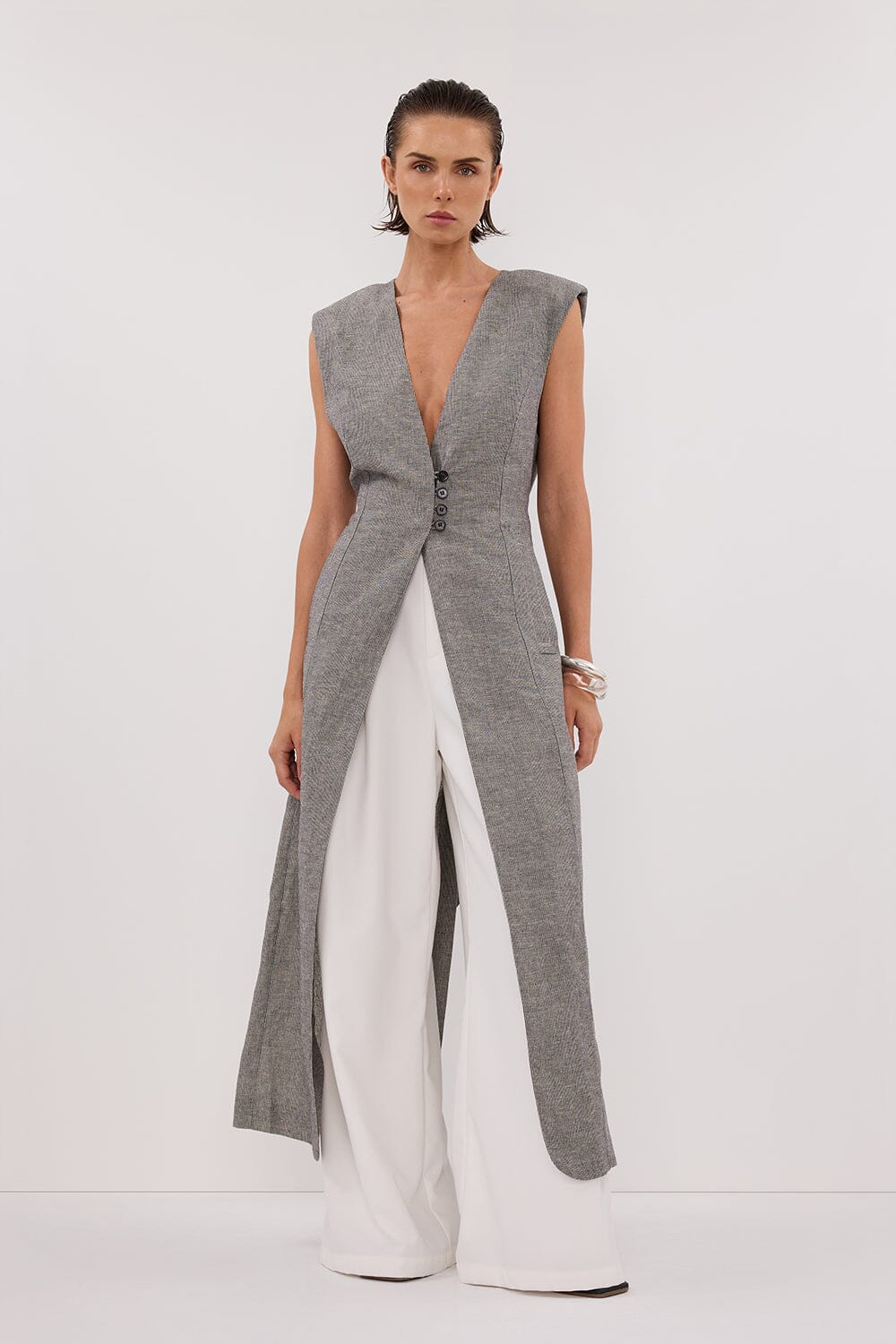 ELIAS CHARCOAL LONGLINE VEST Clothing DISSH Boutiques 