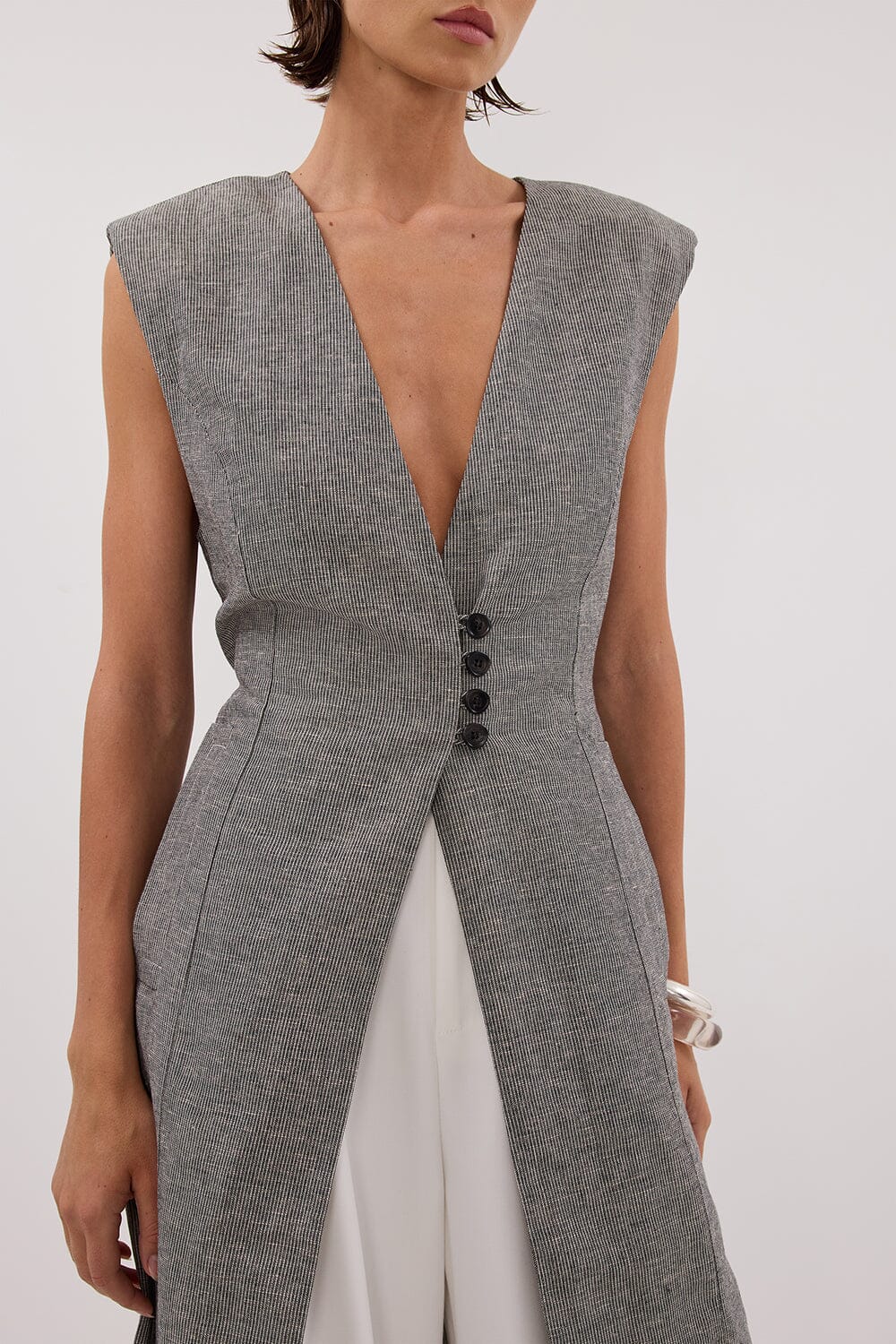 ELIAS CHARCOAL LONGLINE VEST Clothing DISSH Boutiques 