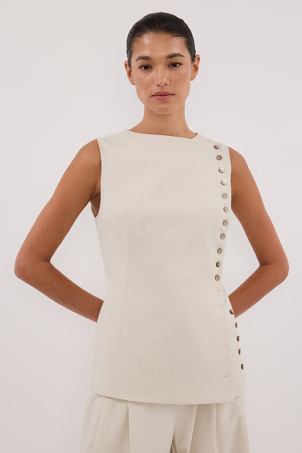 REN PLASTER SIDE BUTTON VEST Clothing DISSH Boutiques 