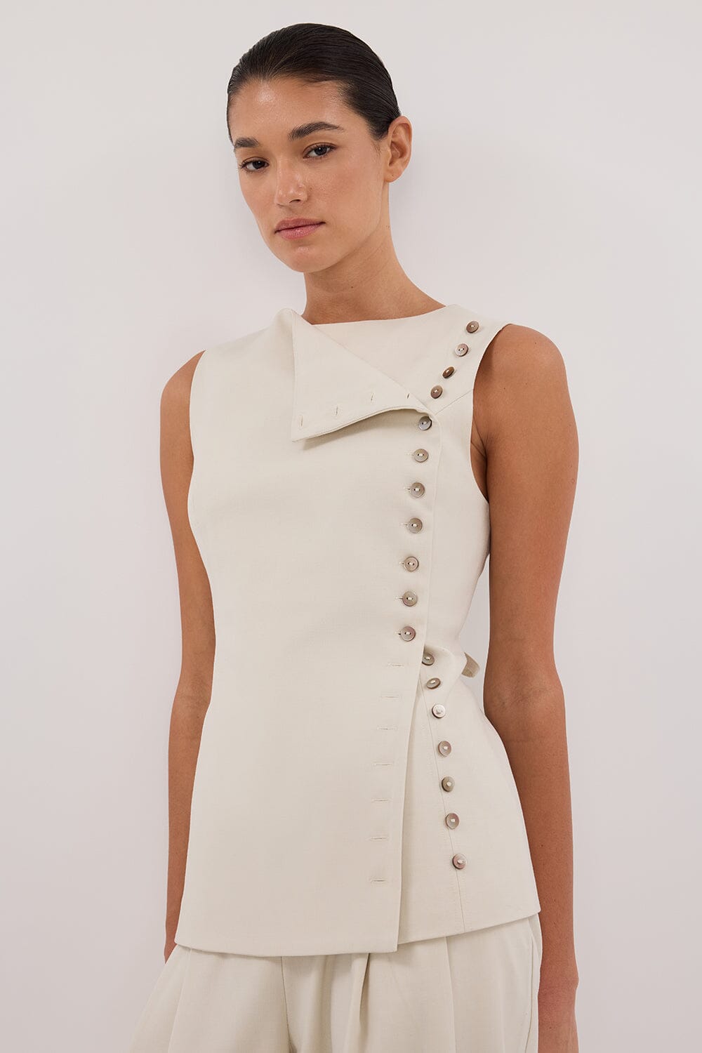 REN PLASTER SIDE BUTTON VEST Clothing DISSH Boutiques 