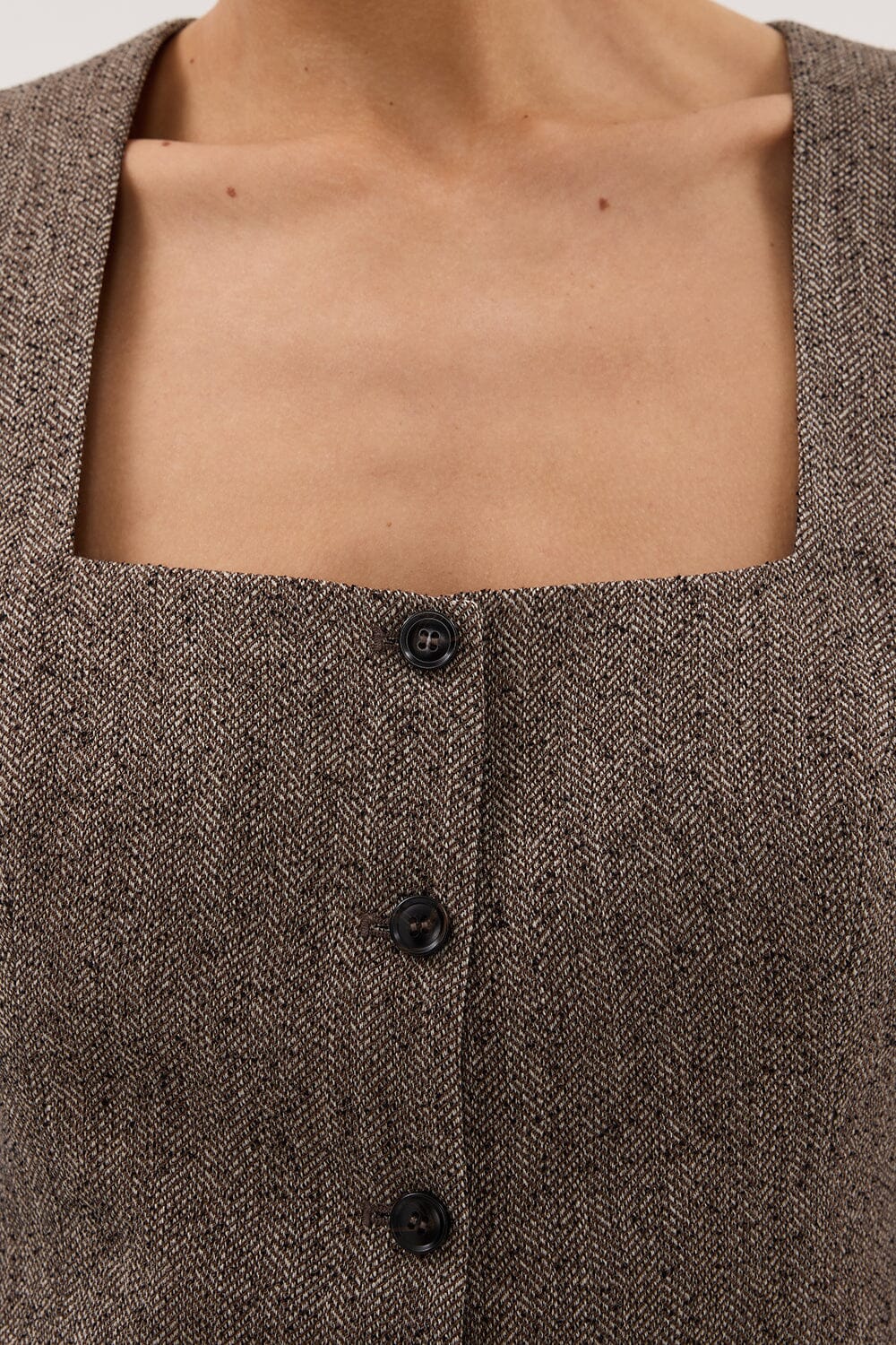 FRANKIE CHOC TWEED SQUARE NECK VEST Clothing DISSH Boutiques 