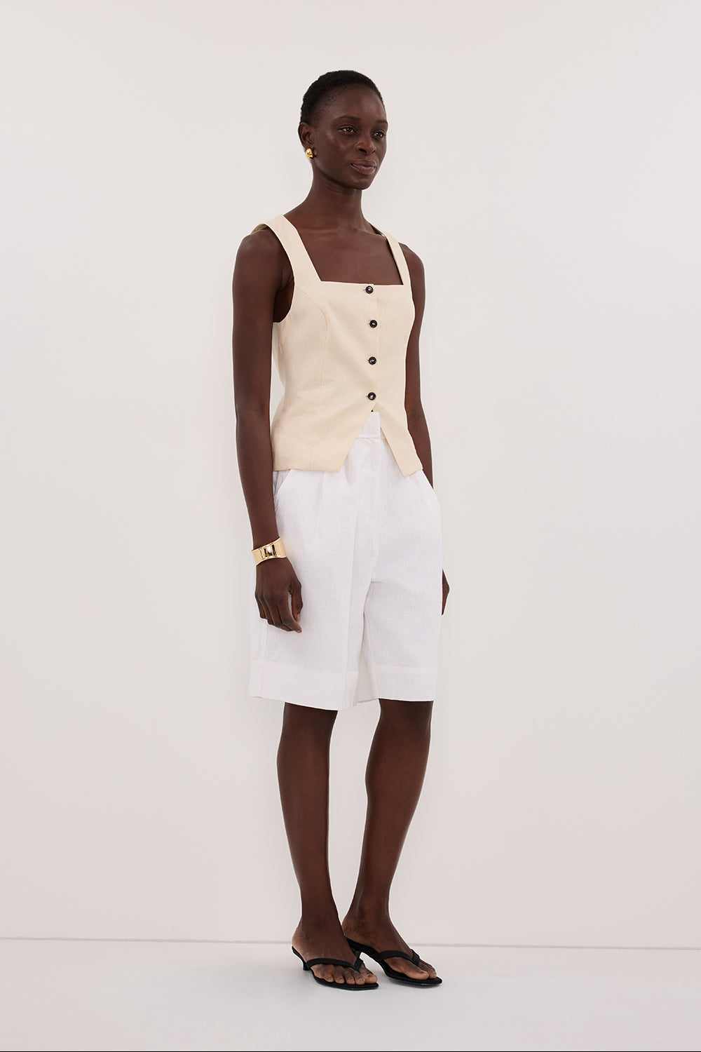 FRAN SANDSTONE LINEN VEST Clothing DISSH Boutiques 