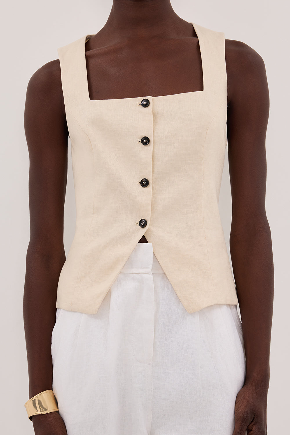 FRAN SANDSTONE LINEN VEST Clothing DISSH Boutiques 