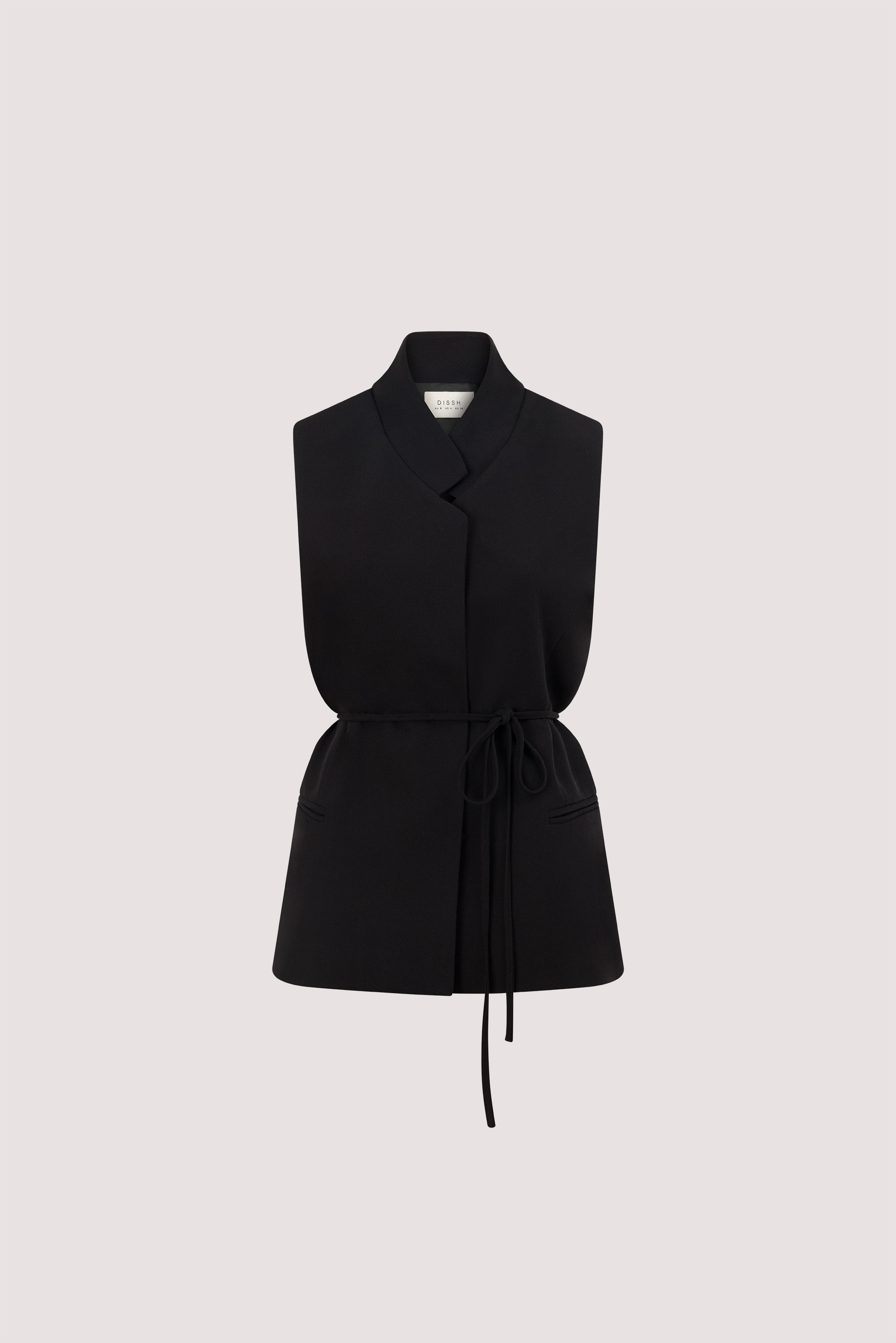 VIDA BLACK STAND COLLAR VEST TOP