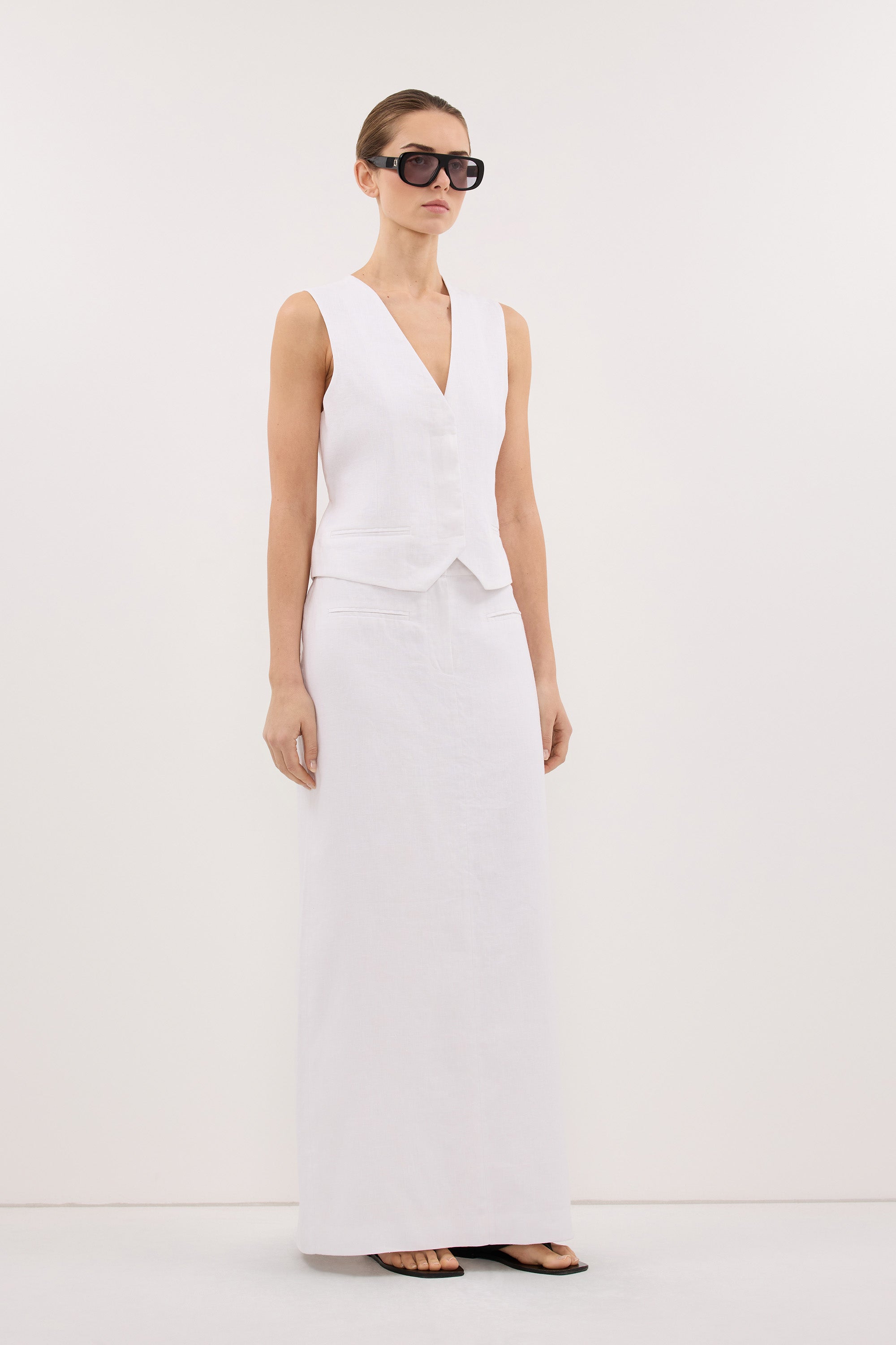 WINONA WHITE LINEN VEST
