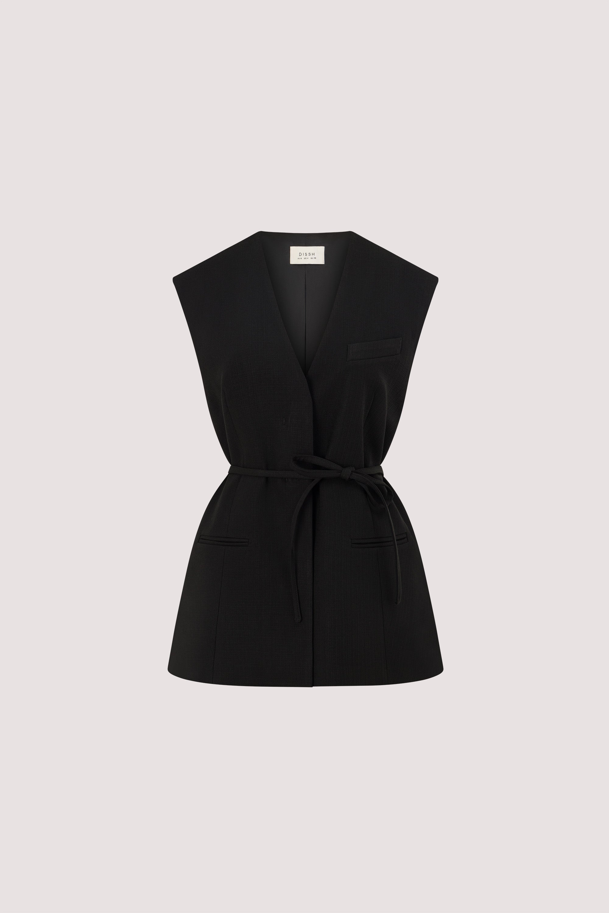 EMORY BLACK COLLARLESS PEPLUM VEST