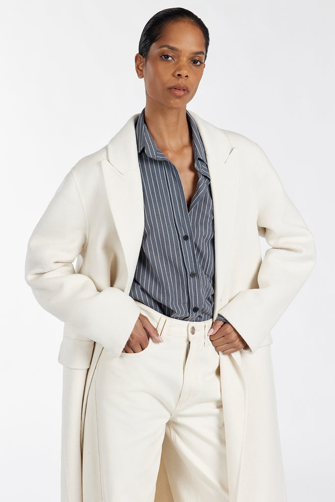 JAY CREAM LONGLINE COAT | Dissh