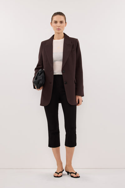 Stas wearing ELLE DARK CHOCOLATE BLAZER