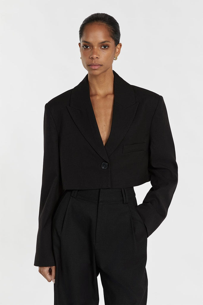 FREYA BLACK CROPPED BLAZER | Dissh