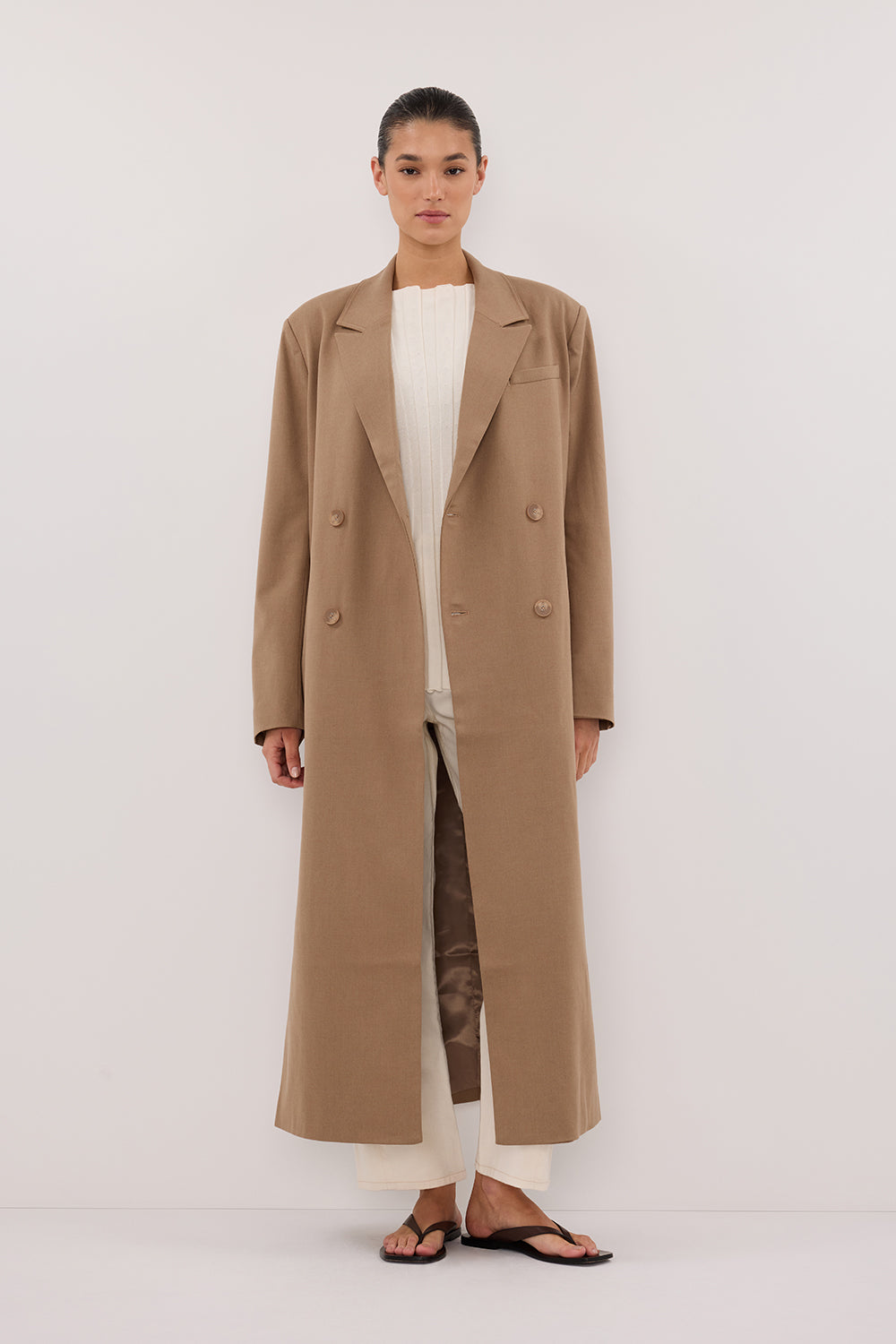 CELINA TAN WOOL BLEND COAT Clothing DISSH Boutiques 6 TAN 