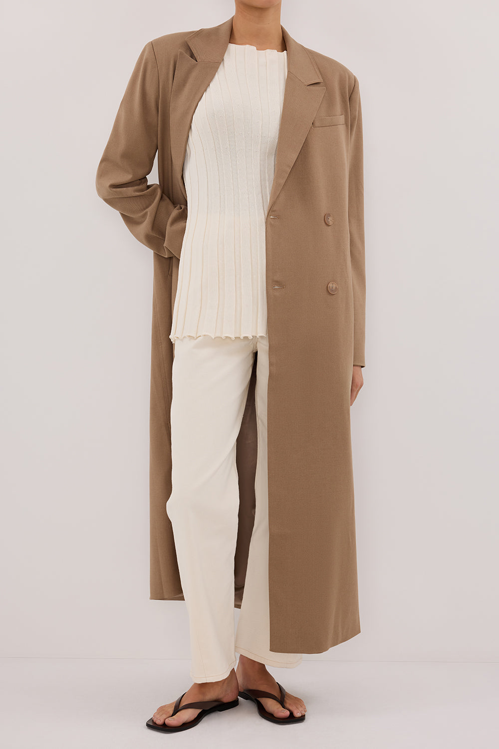 CELINA TAN WOOL BLEND COAT Clothing DISSH Boutiques 