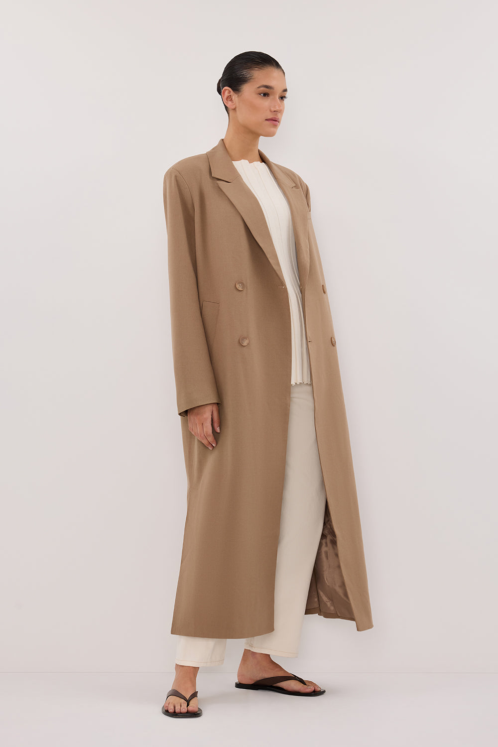 CELINA TAN WOOL BLEND COAT Clothing DISSH Boutiques 