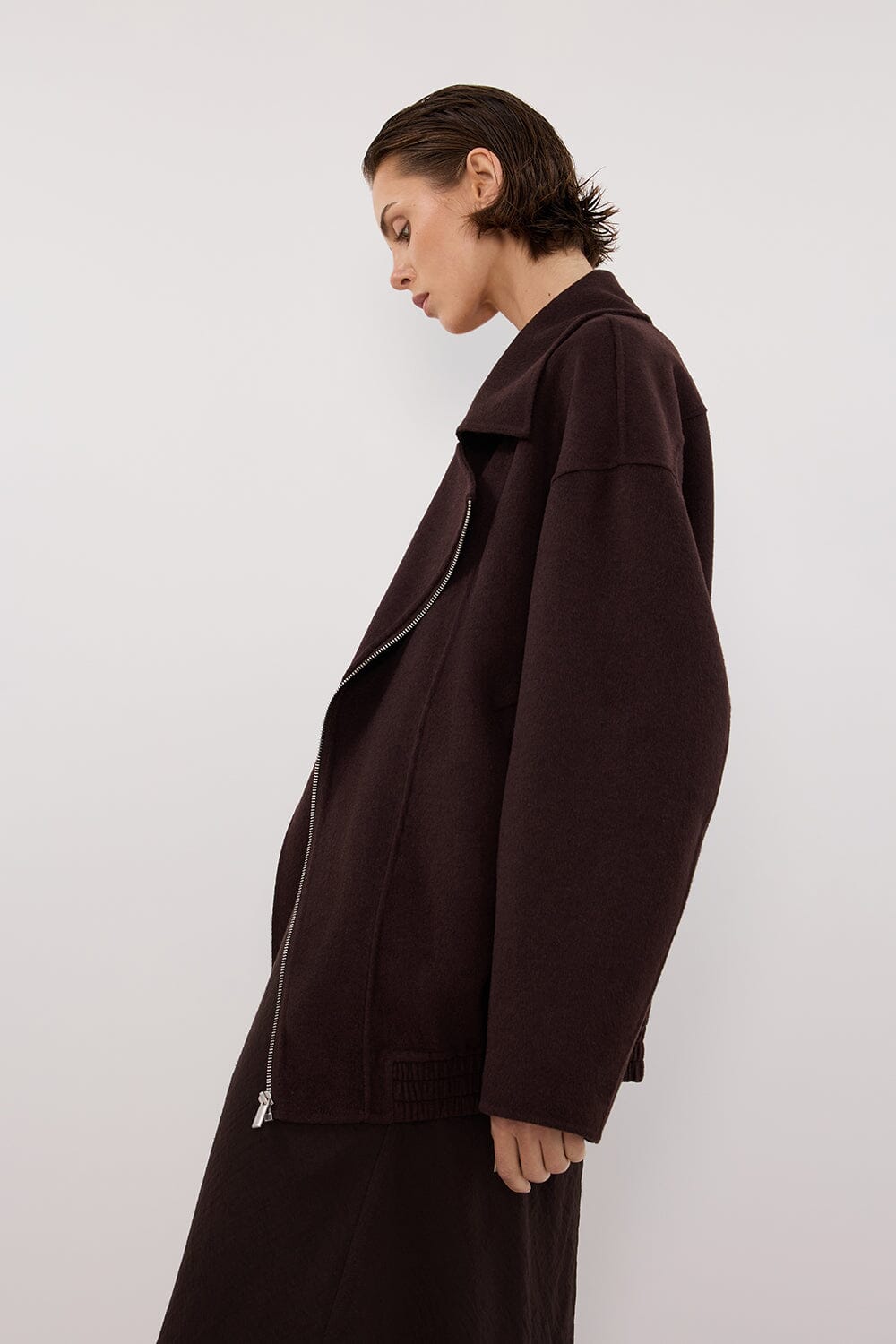 ELAINE DARK CHOC WOOL JACKET Clothing DISSH Boutiques 