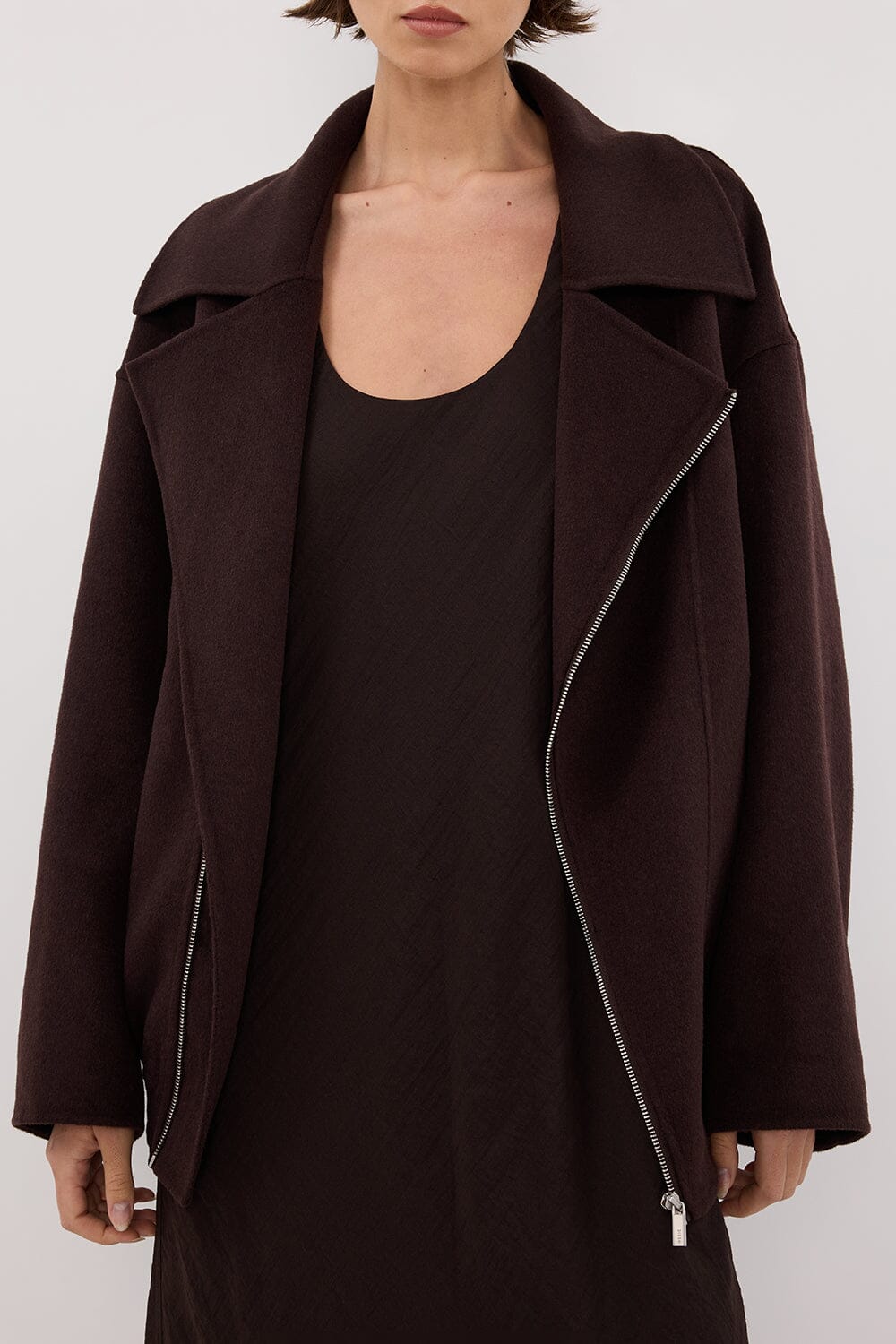 ELAINE DARK CHOC WOOL JACKET Clothing DISSH Boutiques 