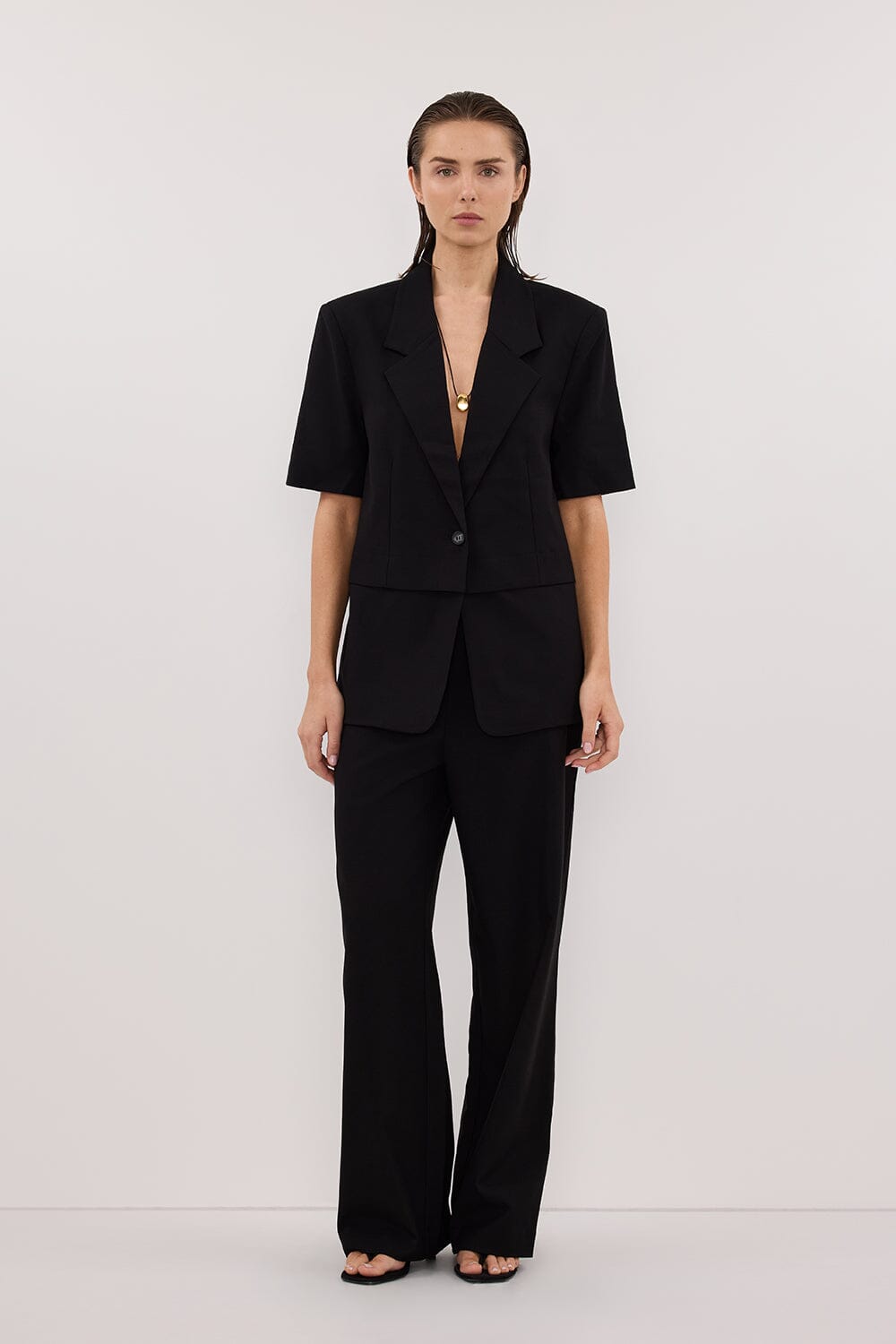 RITA BLACK SHORT SLEEVE BLAZER Clothing DISSH Boutiques 