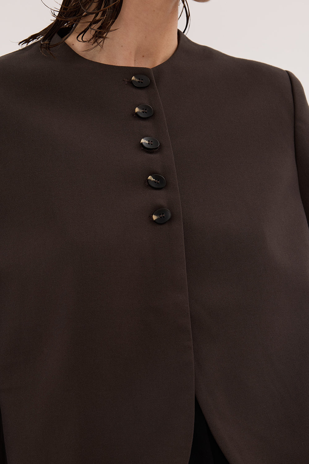 RYAN BITTER CHOC CROPPED BLAZER Clothing DISSH Boutiques 