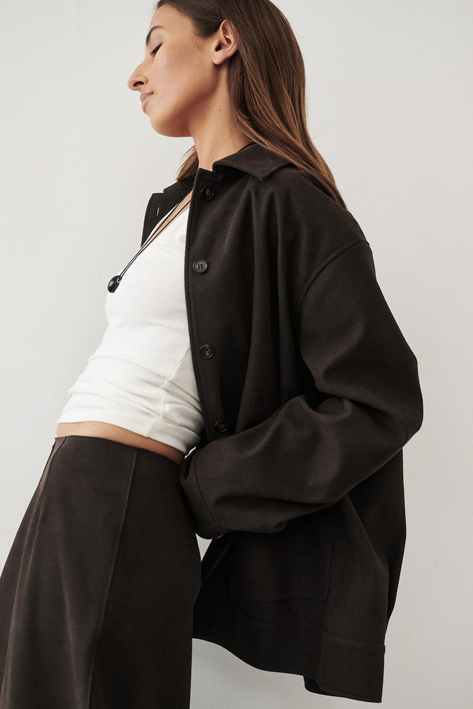 OTIS BITTER CHOC FAUX SUEDE JACKET Clothing DISSH Boutiques 