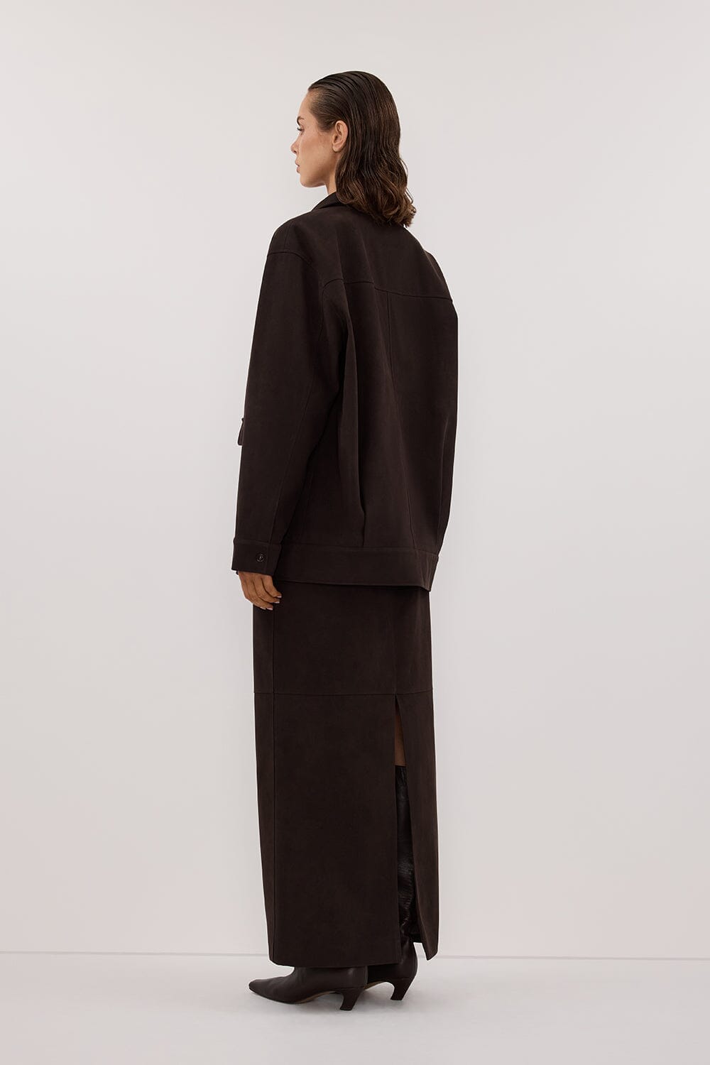 OTIS BITTER CHOC FAUX SUEDE JACKET