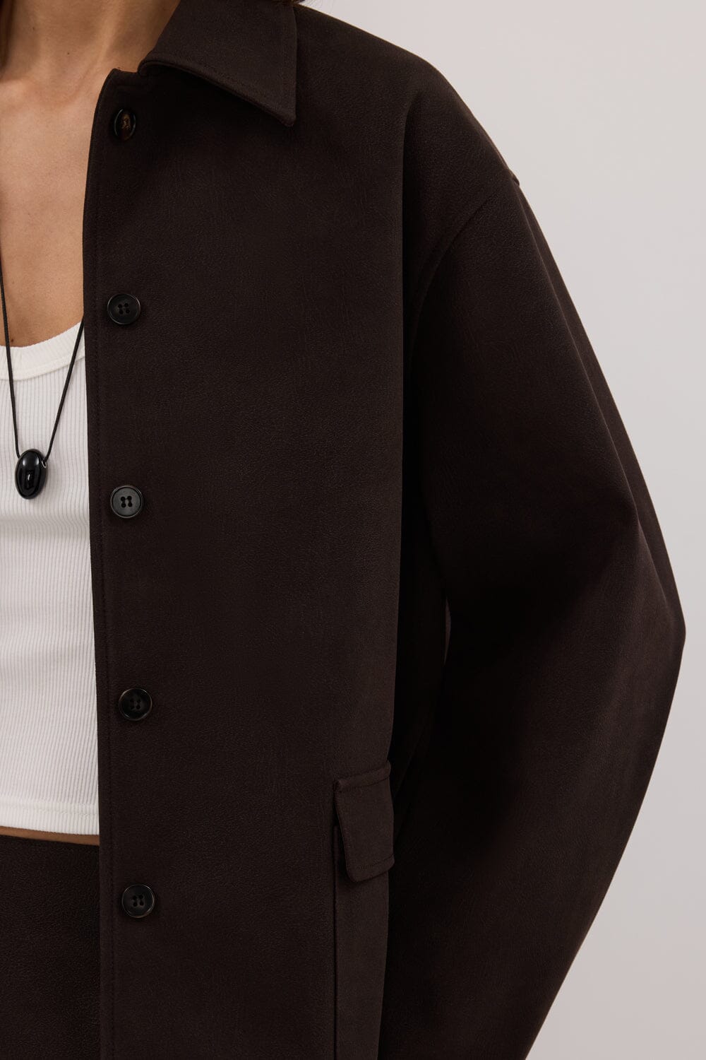 OTIS BITTER CHOC FAUX SUEDE JACKET