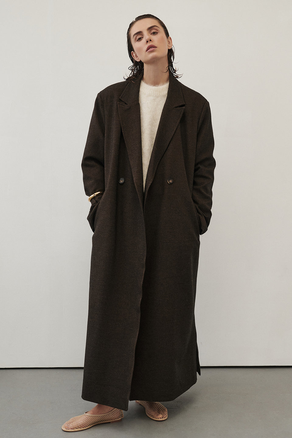 BENTLEY CHOCOLATE WOOL BLEND COAT Clothing DISSH Boutiques 