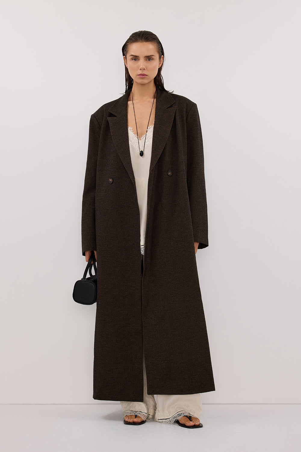 BENTLEY CHOCOLATE WOOL BLEND COAT Clothing DISSH Boutiques 4 CHOCOLATE 