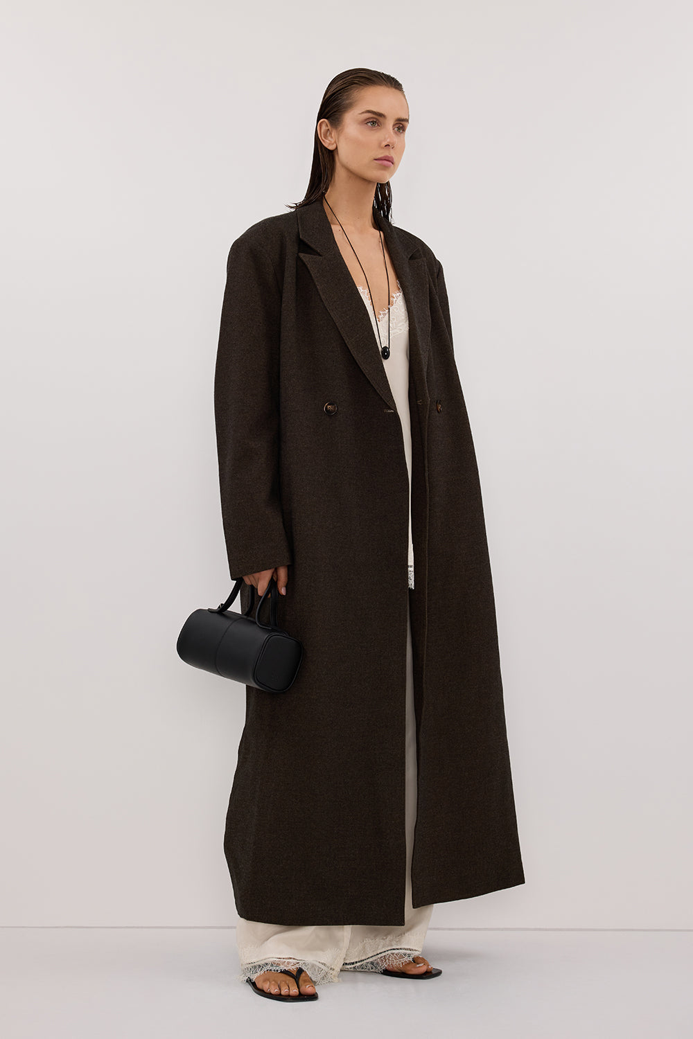 BENTLEY CHOCOLATE WOOL BLEND COAT Clothing DISSH Boutiques 