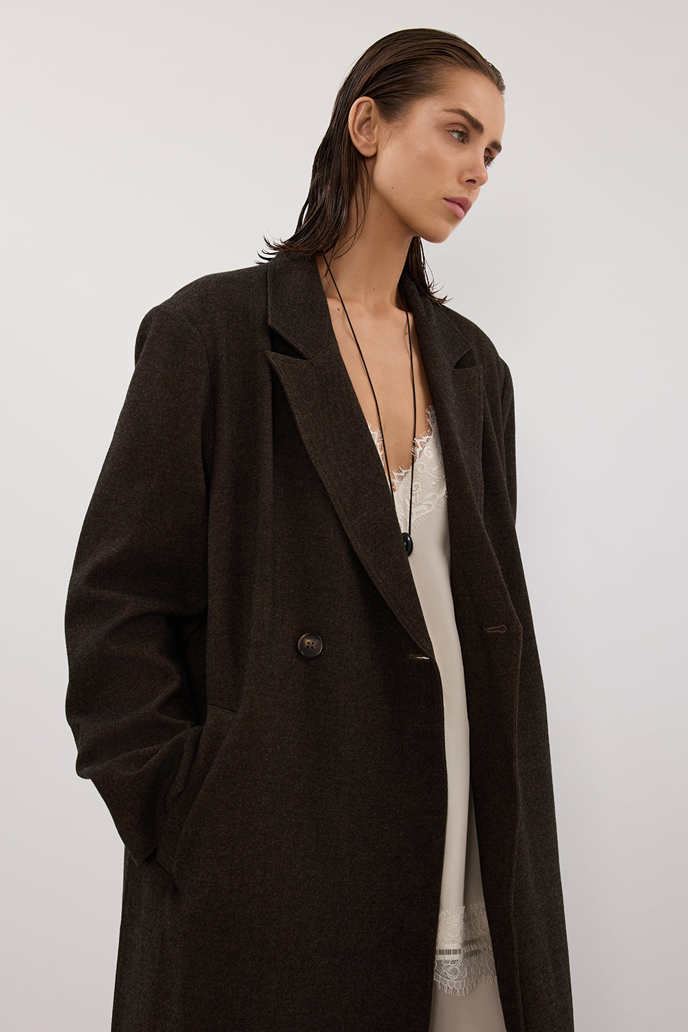 BENTLEY CHOCOLATE WOOL BLEND COAT Clothing DISSH Boutiques 