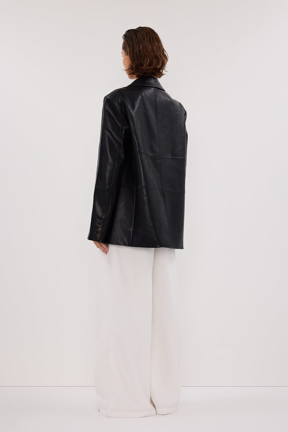 MONTY BLACK FAUX LEATHER BLAZER Clothing DISSH Boutiques 