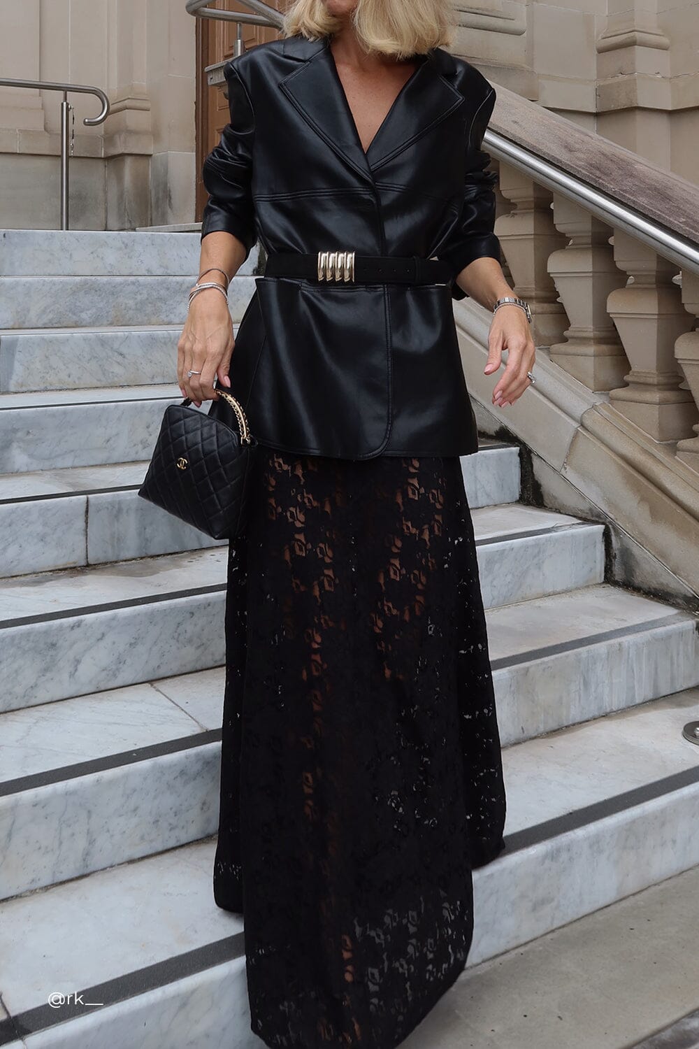 MONTY BLACK FAUX LEATHER BLAZER Clothing DISSH Boutiques 