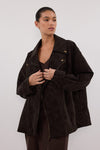 OAKLAND CHOC FAUX SUEDE LONG JACKET