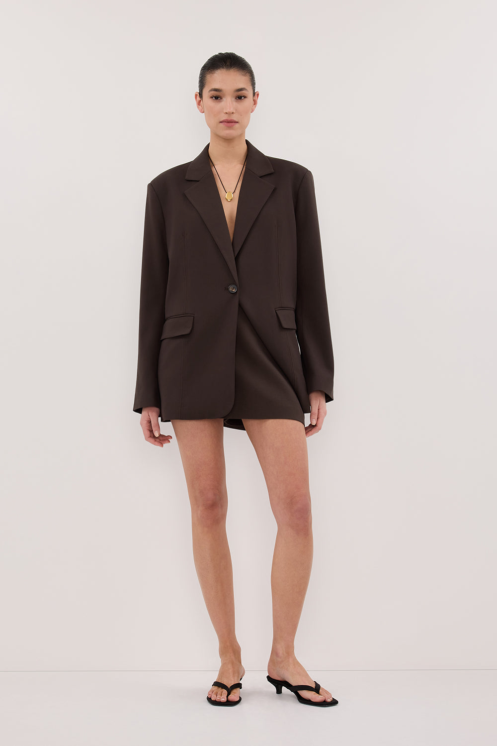 EDEN BITTER CHOC BOXY BLAZER Clothing DISSH Boutiques 
