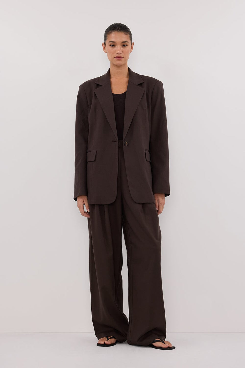 EDEN BITTER CHOC BOXY BLAZER Clothing DISSH Boutiques 