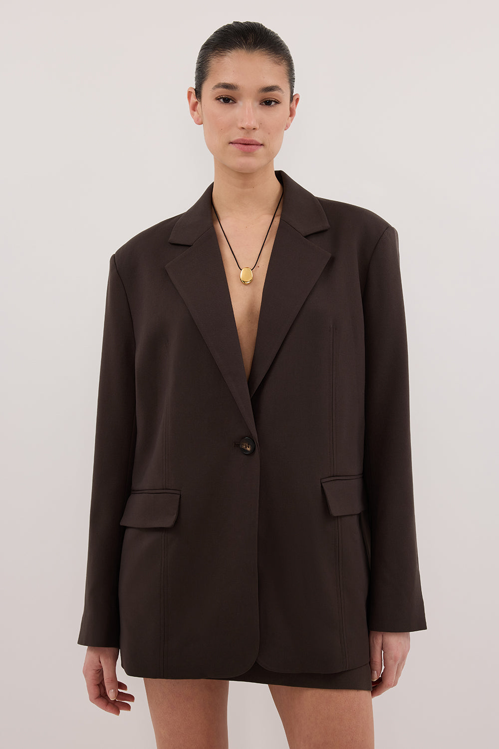 EDEN BITTER CHOC BOXY BLAZER Clothing DISSH Boutiques 