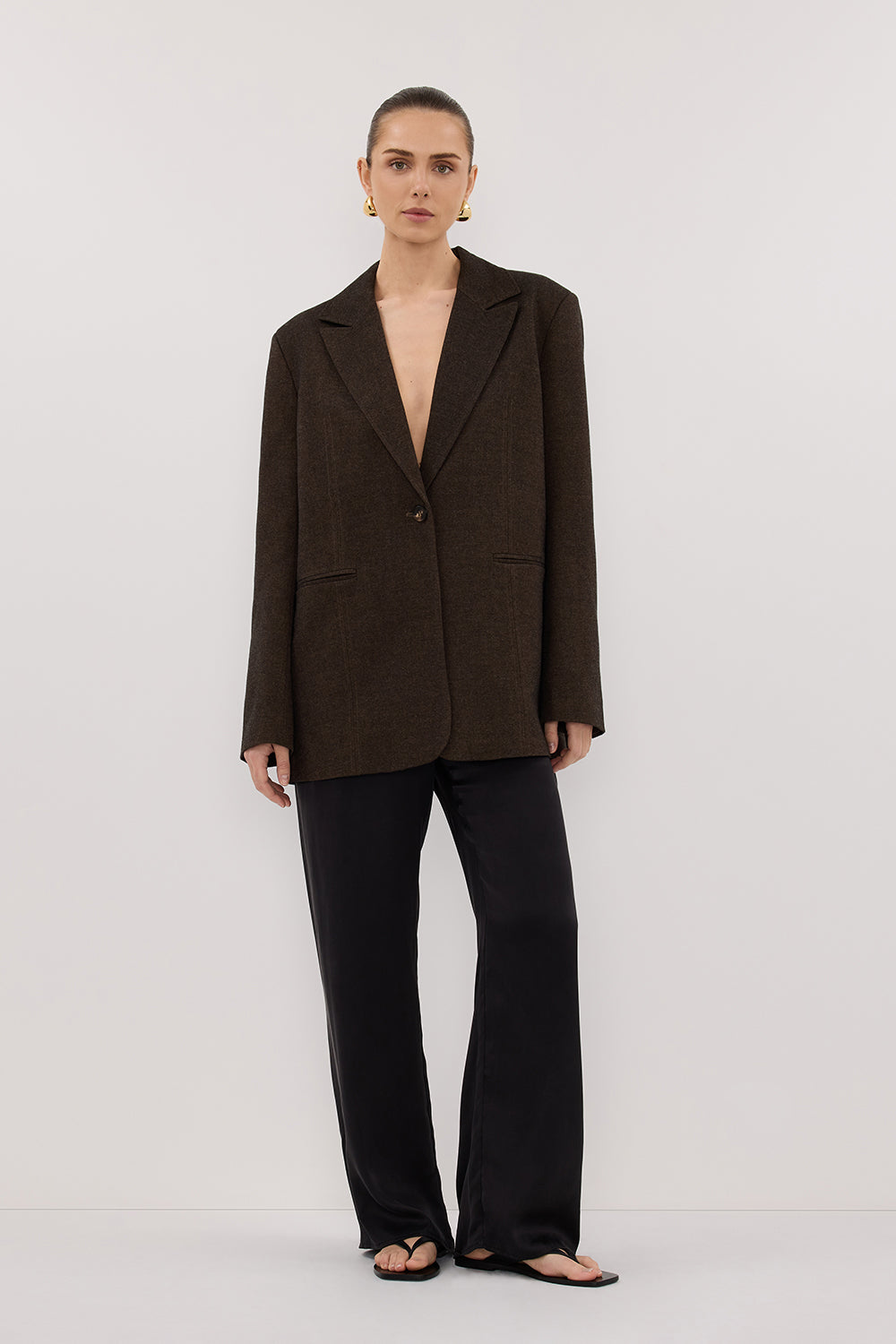 CHARLIE CHOC WOOL BLEND BLAZER Clothing DISSH Boutiques 4 CHOCOLATE 