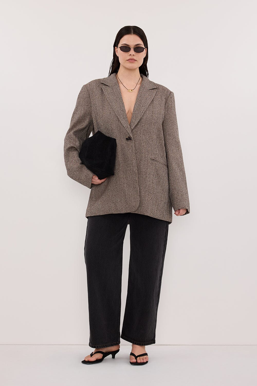 FRANKIE CHOC OVERSIZED TWEED BOYFRIEND BLAZER Clothing DISSH Boutiques 