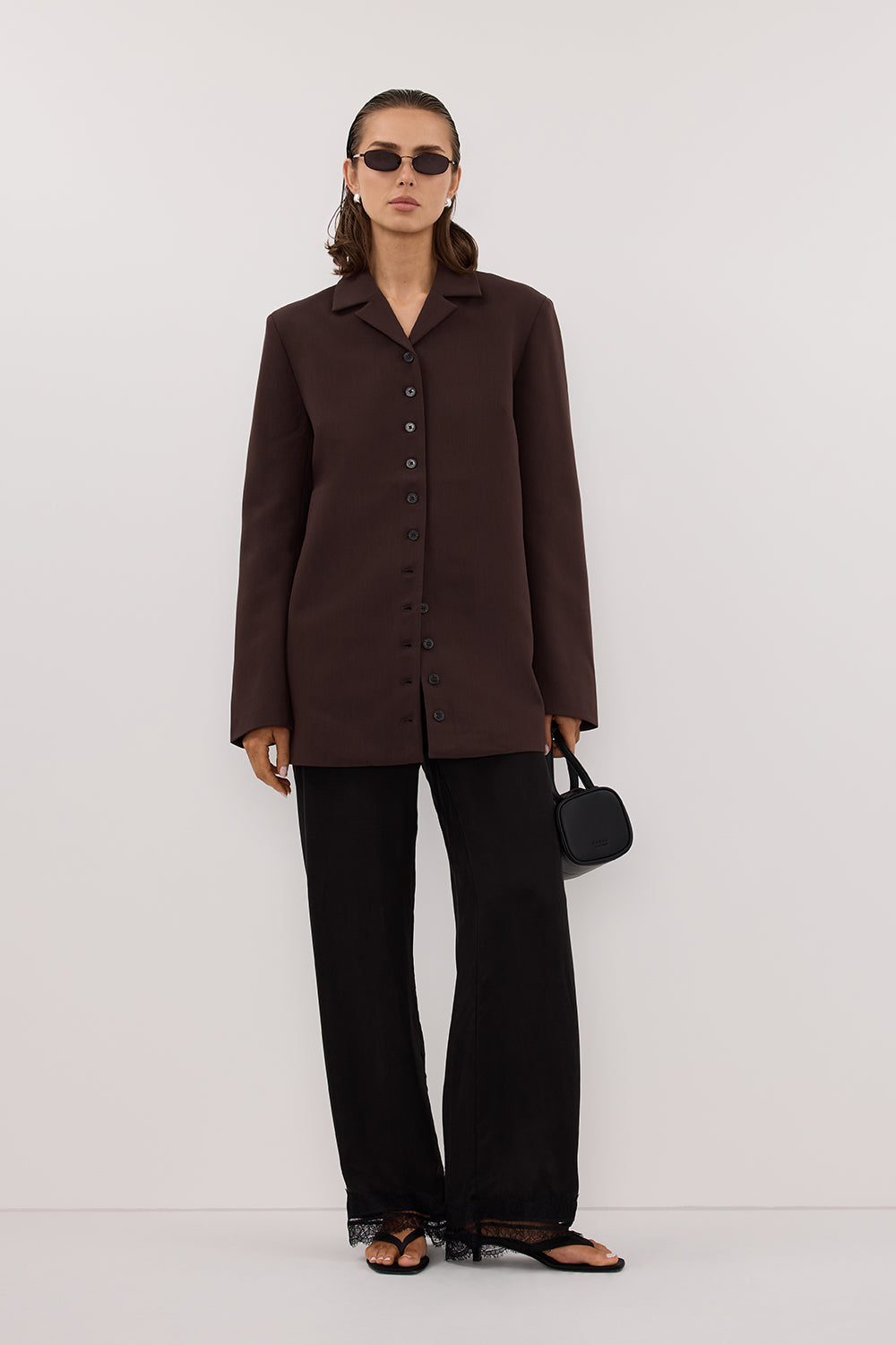 RYKER DARK CHOC RELAXED BLAZER Clothing DISSH Boutiques 