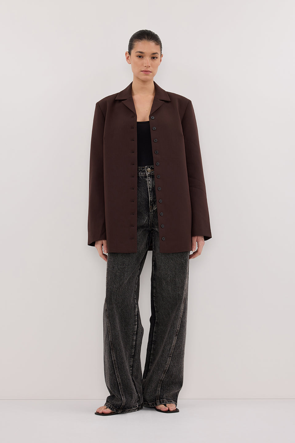 RYKER DARK CHOC RELAXED BLAZER Clothing DISSH Boutiques 