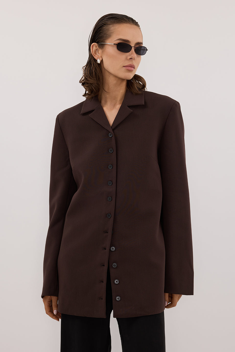RYKER DARK CHOC RELAXED BLAZER Clothing DISSH Boutiques 
