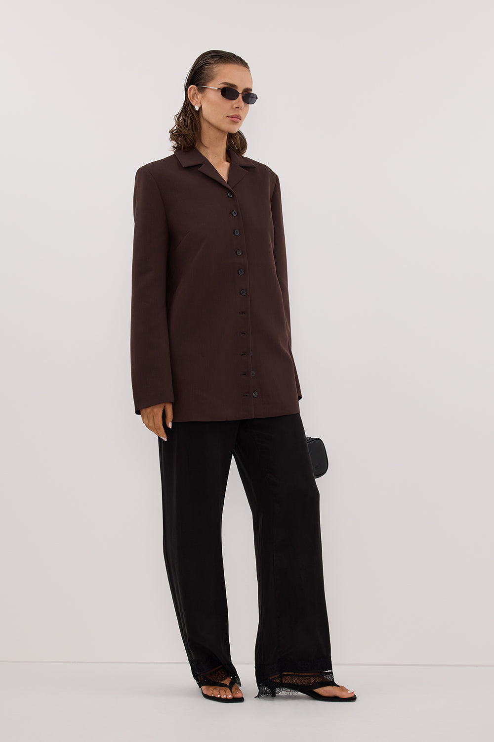 RYKER DARK CHOC RELAXED BLAZER Clothing DISSH Boutiques 