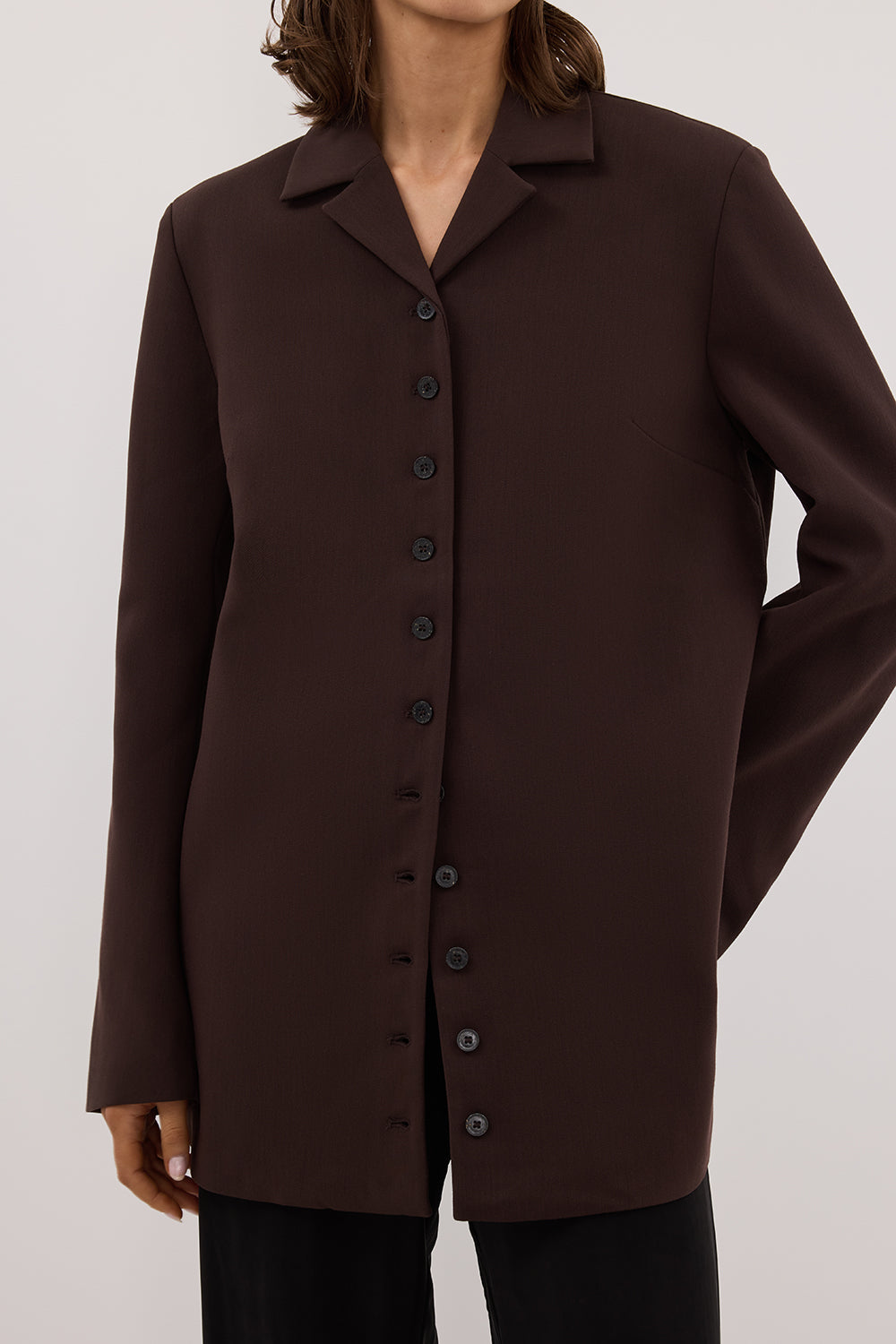 RYKER DARK CHOC RELAXED BLAZER Clothing DISSH Boutiques 