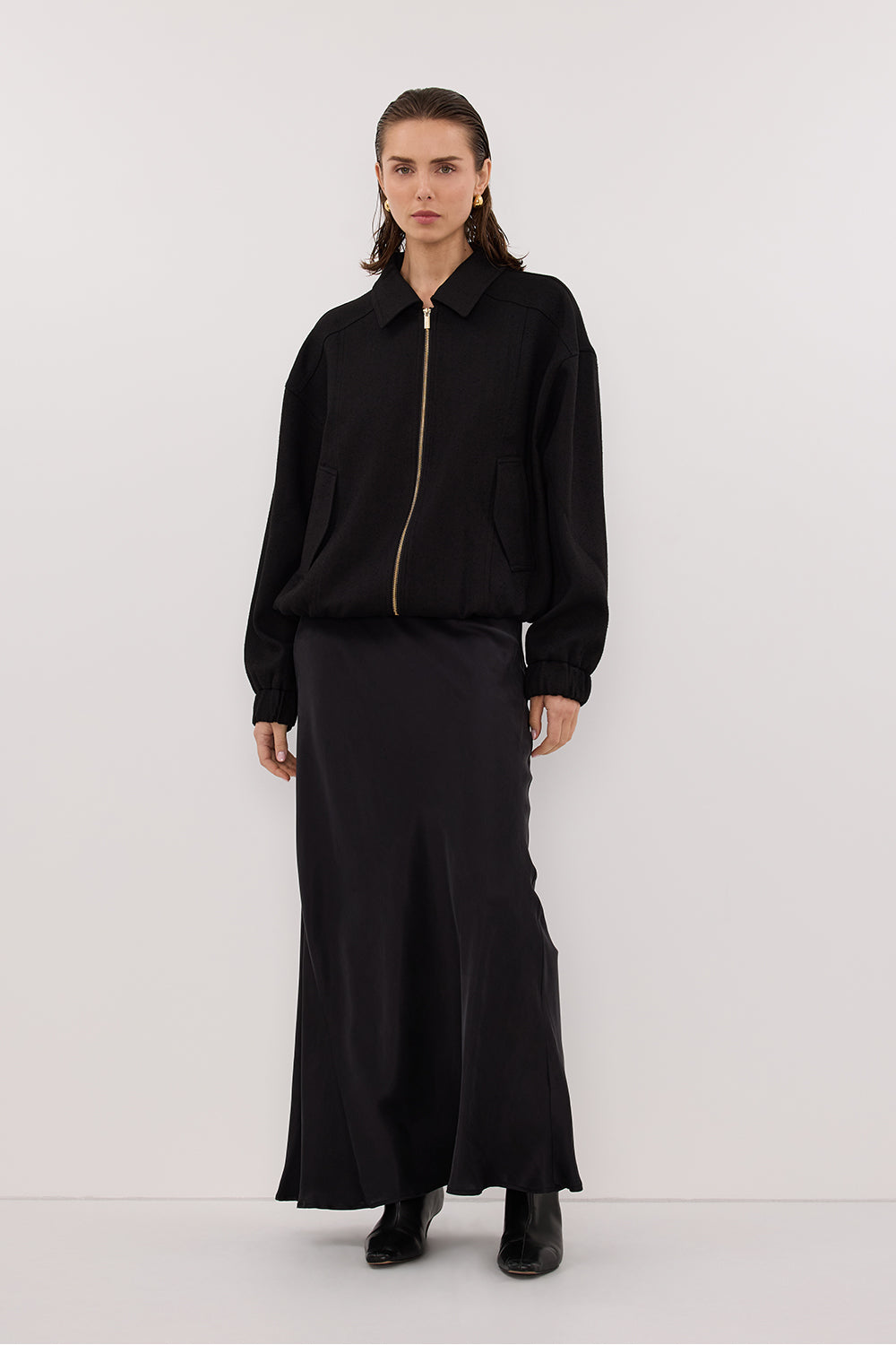 FRANKIE BLACK TWEED BOMBER JACKET Clothing DISSH Boutiques 