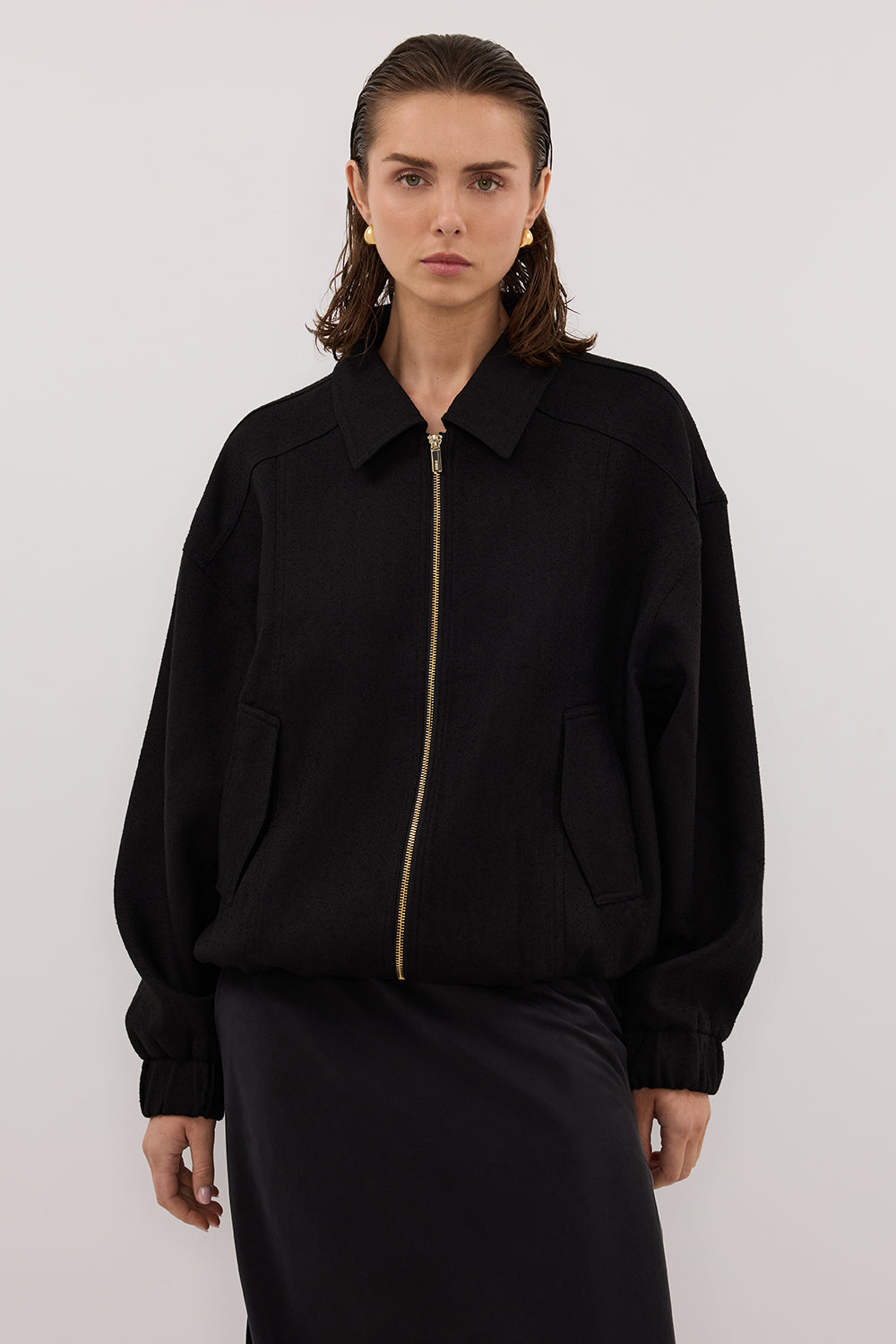 FRANKIE BLACK TWEED BOMBER JACKET Clothing DISSH Boutiques 