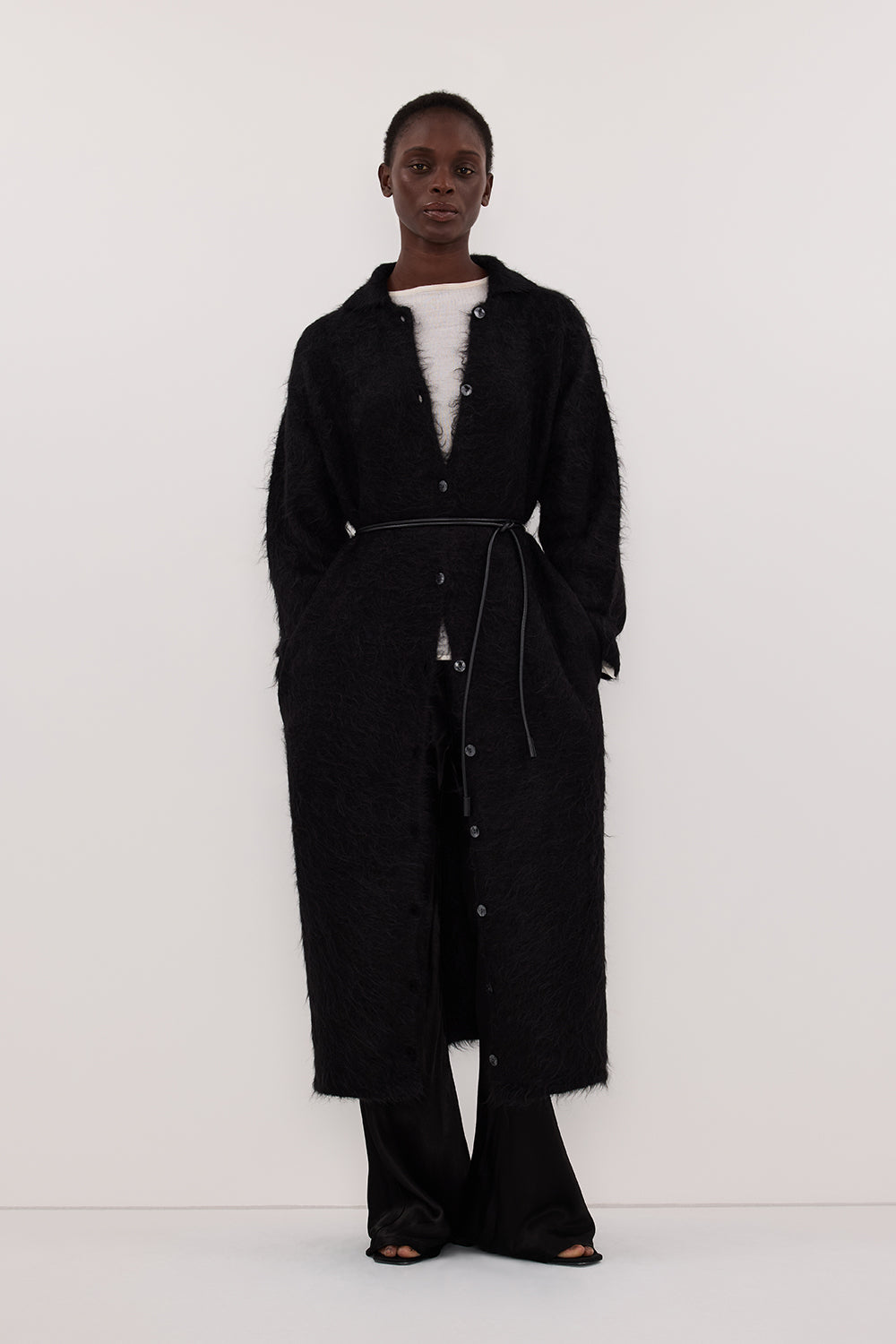 SALMA BLACK CARDIGAN COAT Clothing DISSH Boutiques 