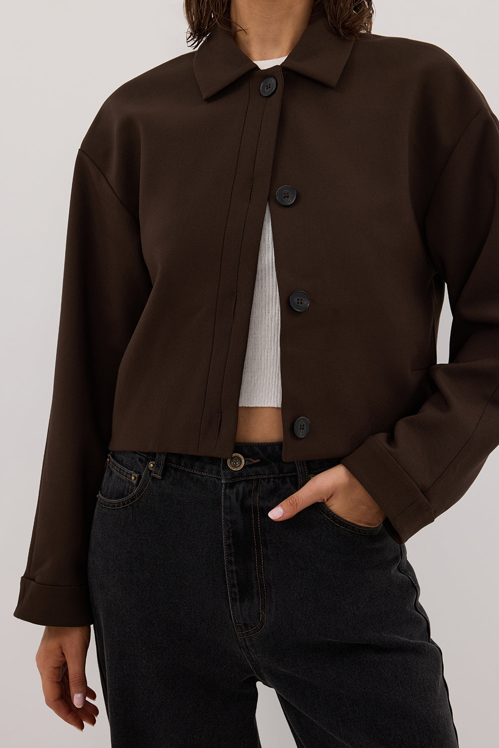 LEX DARK CLOVER CROPPED JACKET Clothing DISSH Boutiques 
