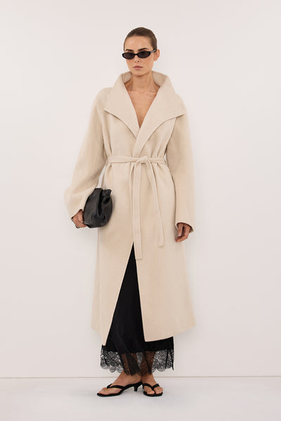 Stas wearing WREN BONE WOOL BLEND COAT