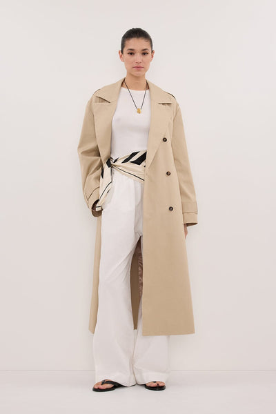 Aude wearing GABRIEL NATURAL BELTED TRENCH COAT