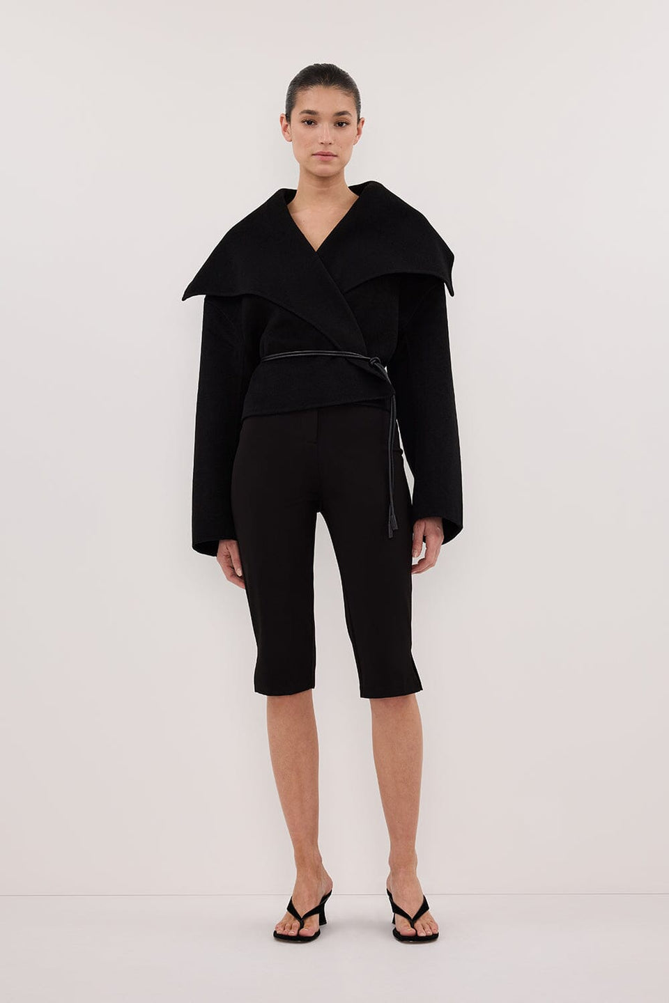 LUCIA BLACK CROPPED WOOL BLEND TRENCH COAT Clothing DISSH Boutiques 4 BLACK 