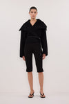 LUCIA BLACK CROPPED WOOL BLEND TRENCH COAT